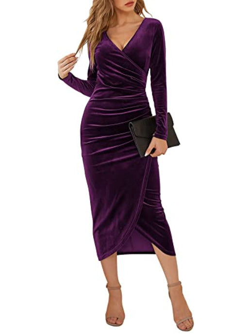 Collar Sheath Sexy Cross Mid-length Cocktail Dress