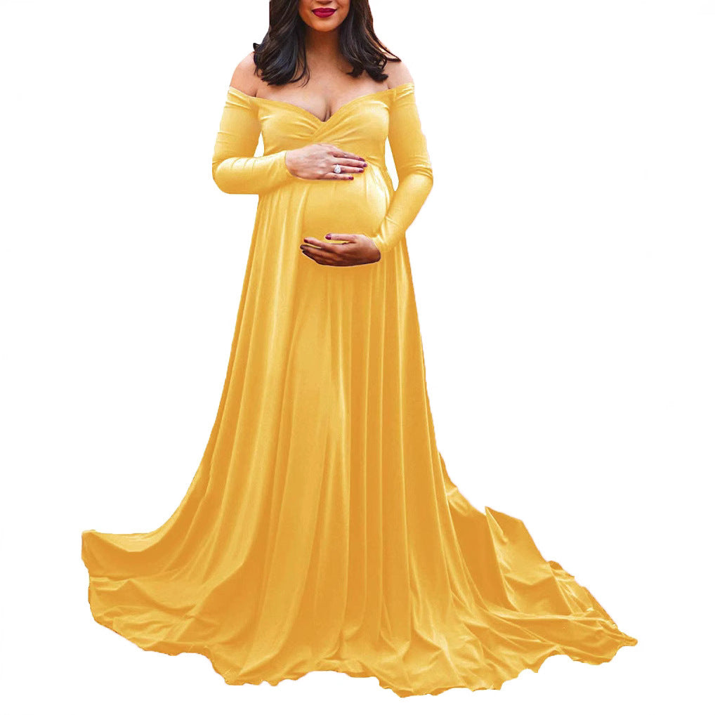 Women's Mercerized Cotton Trailing Expandable Dress Long Dresses