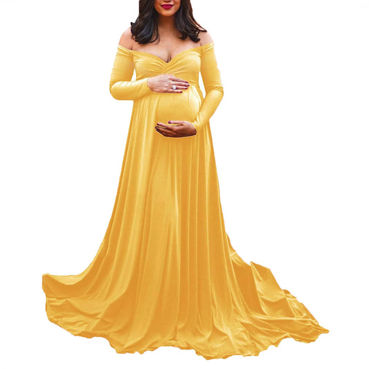 Women's Mercerized Cotton Trailing Expandable Dress Long Dresses