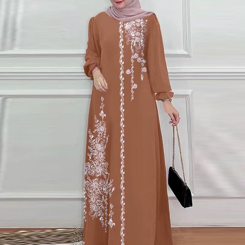 Positioning Printed Ethnic Style Retro Loose Dress