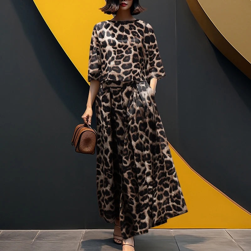 Women's Bohemian Floral Printed Shirt Wide Leg Fashion Casual Suit