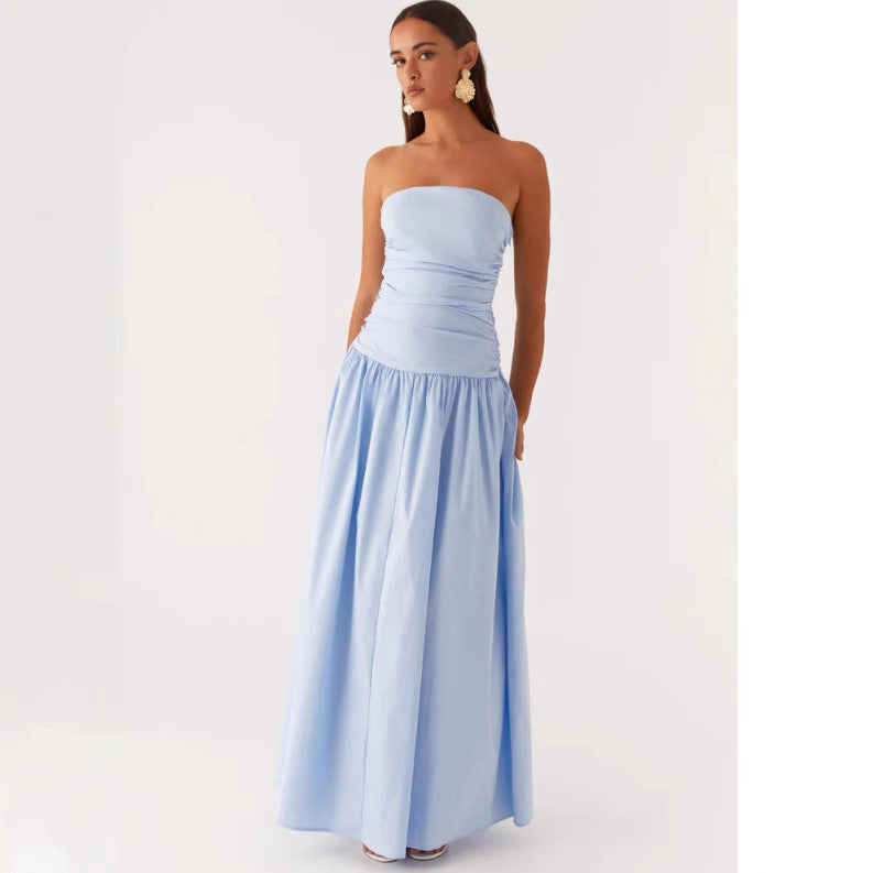 Women's Summer Elegance Retro High-grade Tube Pleated Dress
