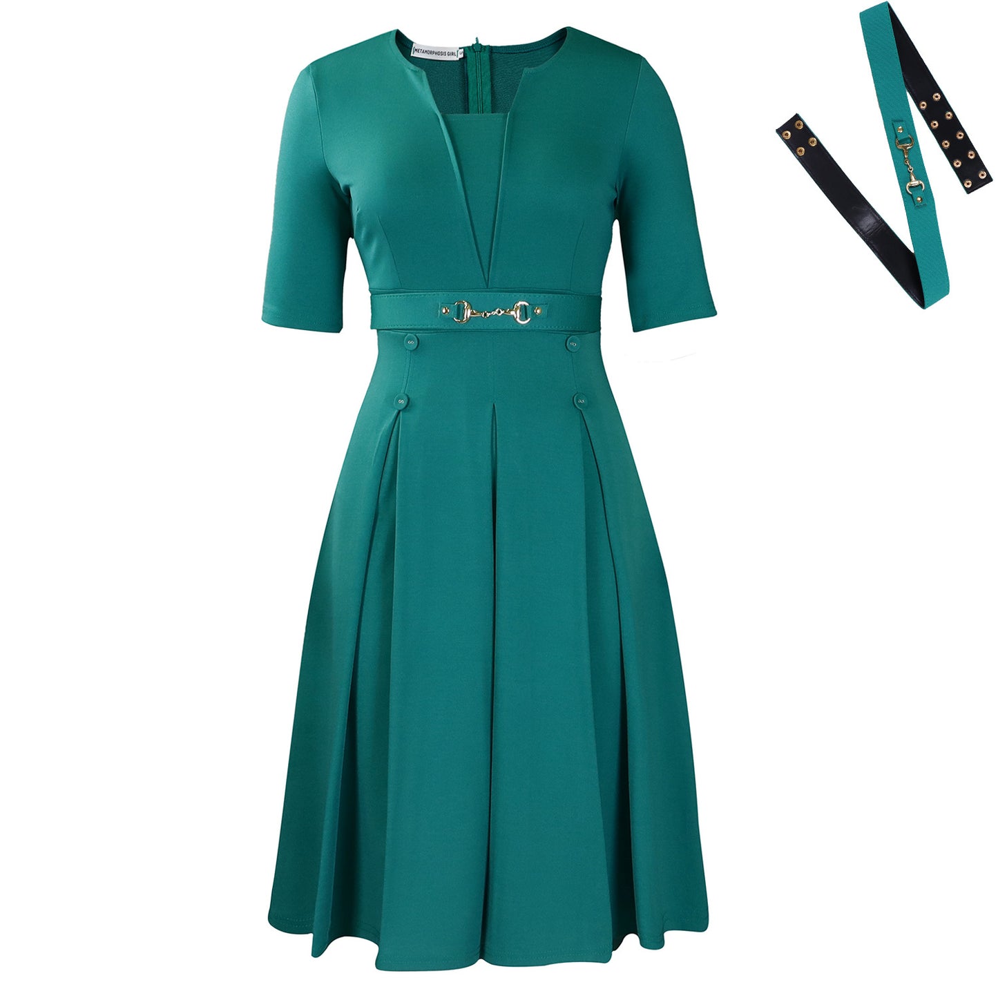Women's Summer Sleeve Fashion Elegant Commuter Solid Color Dresses