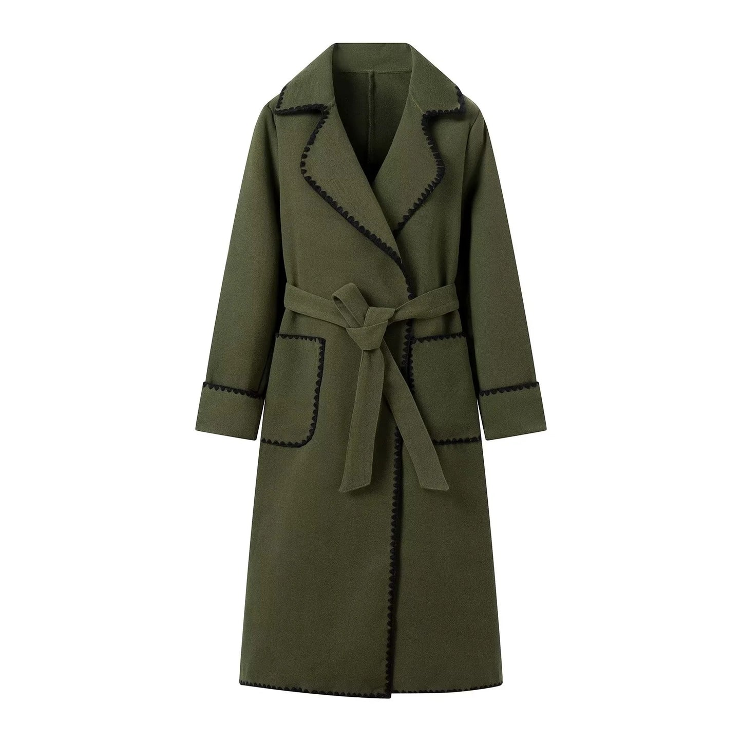 Women's Warm Long Sleeves Lapel Woolen Coats
