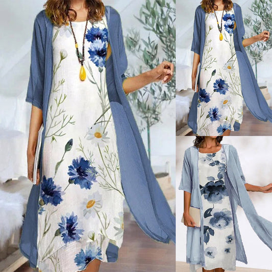 Women's Painting Printed Round Neck Sleeve Chiffon Shirt Blouses