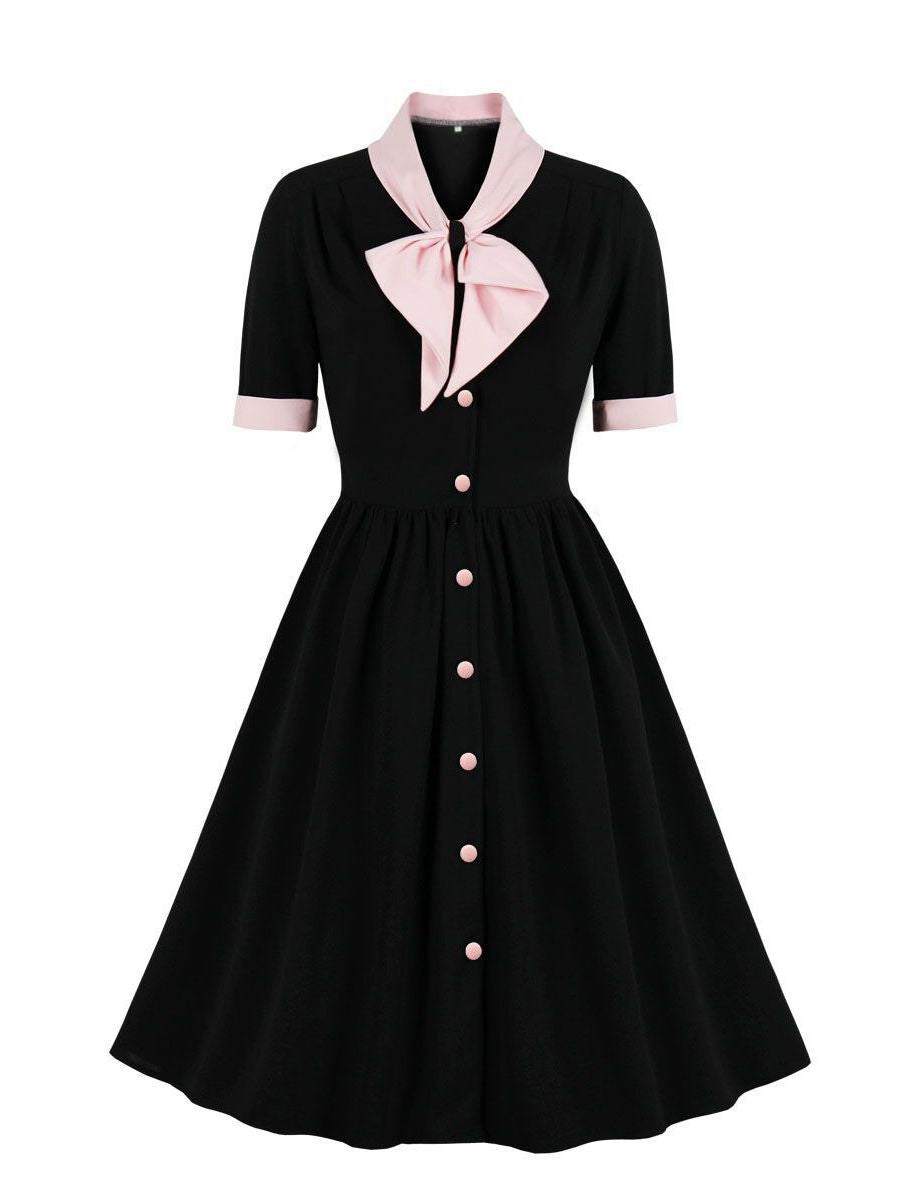 Women's Vintage Style Dress Bow Elegant Dresses