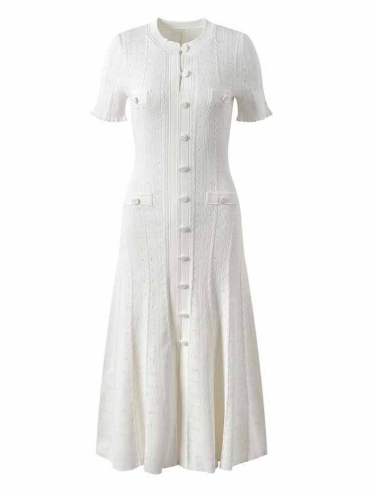Classic Style Sense Hollow Out Lace Sleeve Dresses
