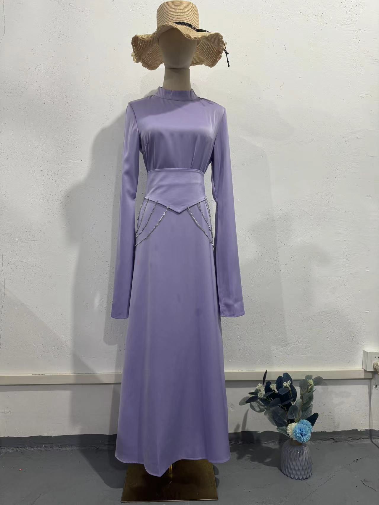 Fashionable Elegant Breathable Western Style Solid Color Dresses