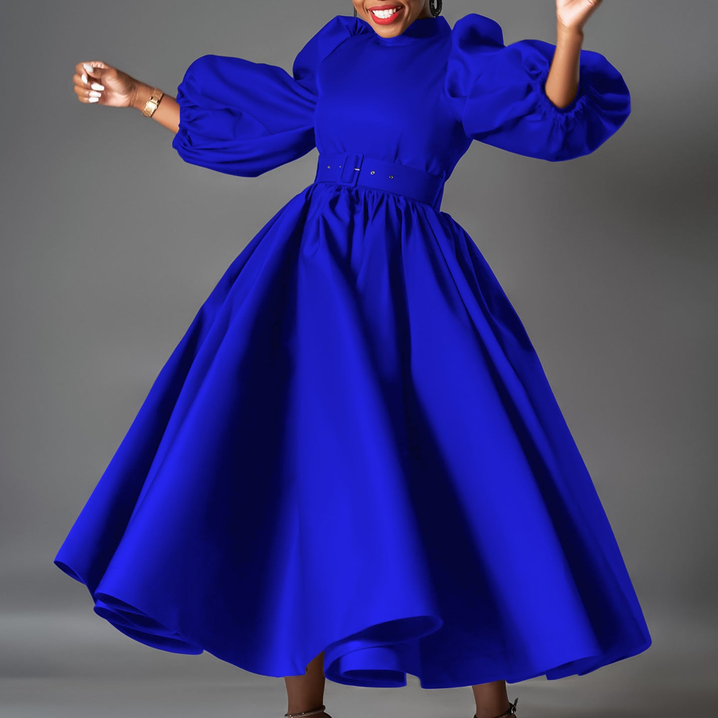 Women's Loose Fashion Solid Color Large Puff Sleeve Skirts