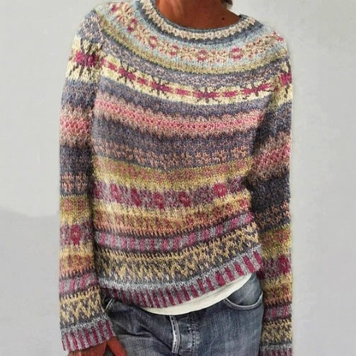 Women's Round Neck Multicolor Loose Fashion Pullover Sweater