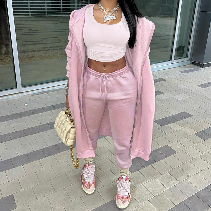 Women's Fashion Casual Hooded Long Sports Two-piece Suits