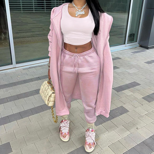 Women's Fashion Casual Hooded Long Sports Two-piece Suits