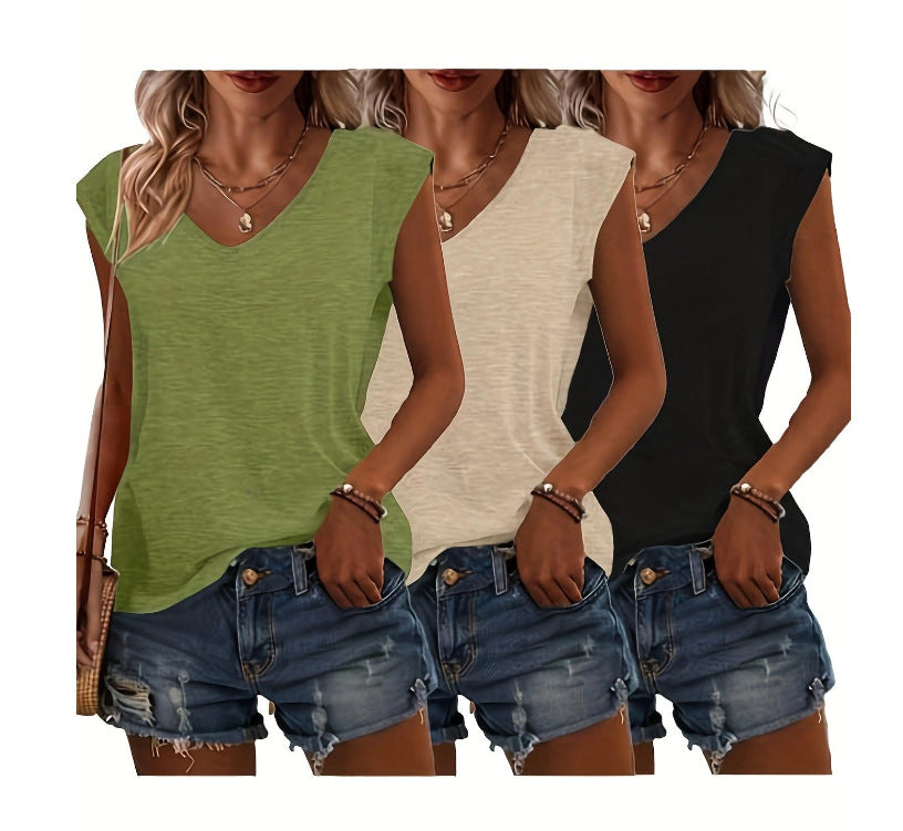 Women's Simple Solid Color Cover Sleeve Loose Blouses