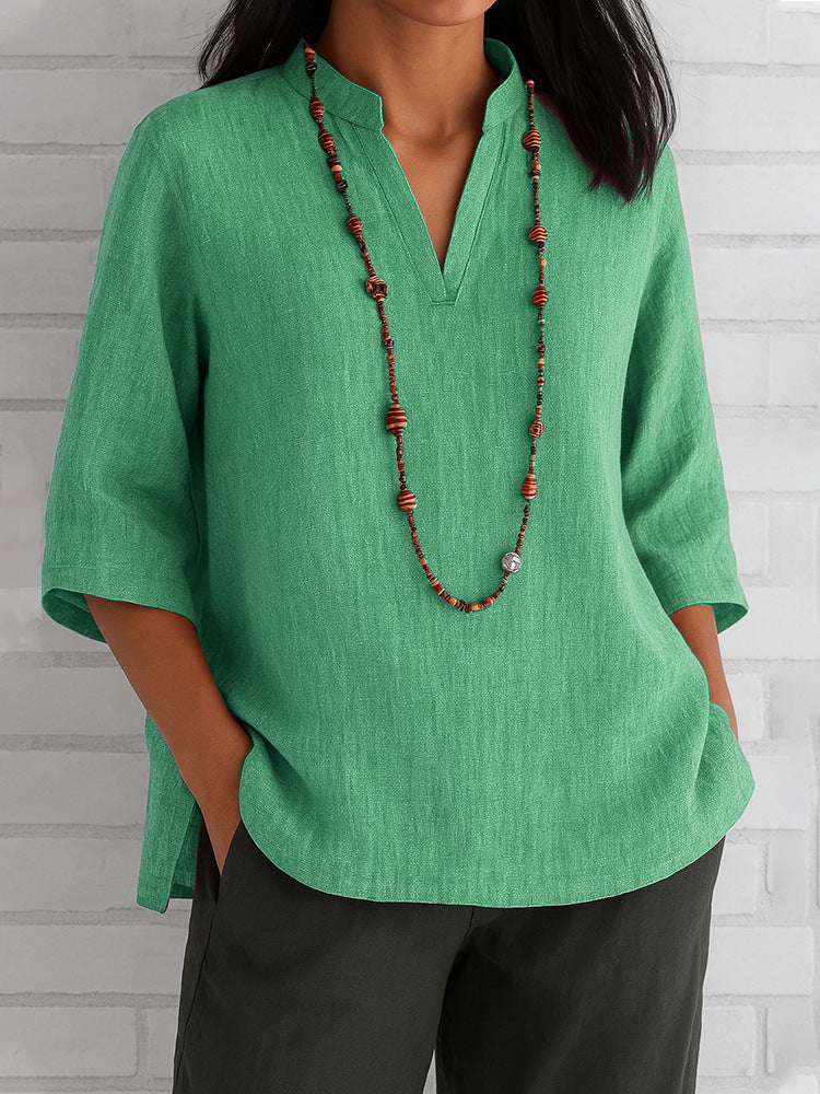 Women's Summer Sleeves Cotton Linen Loose Casual Blouses