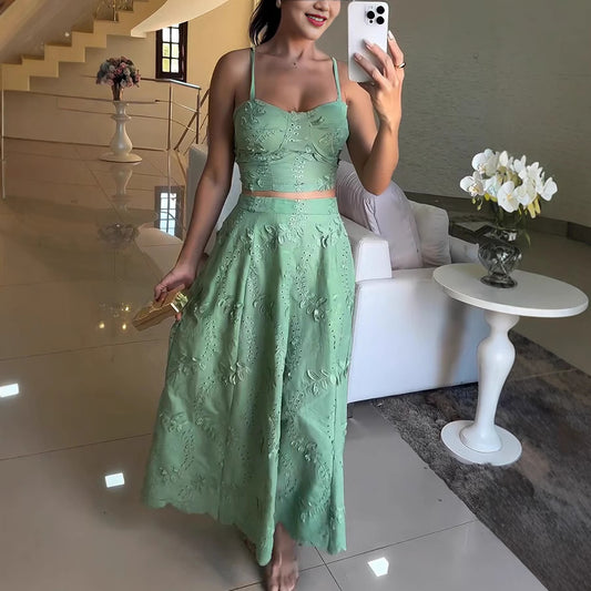 Attractive Camisole Lace Leisure Vacation Two-piece Suits