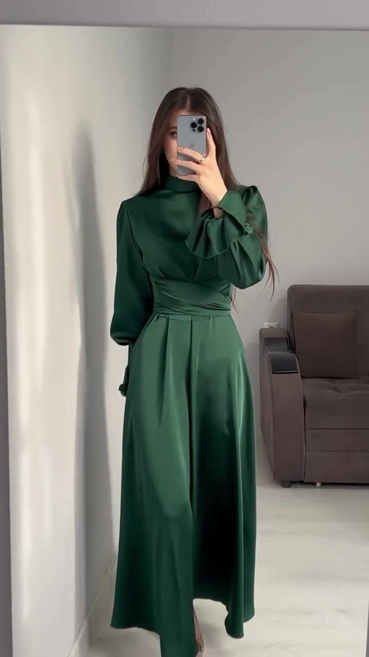 Waist Puff Solid Color Fairy Style Dresses