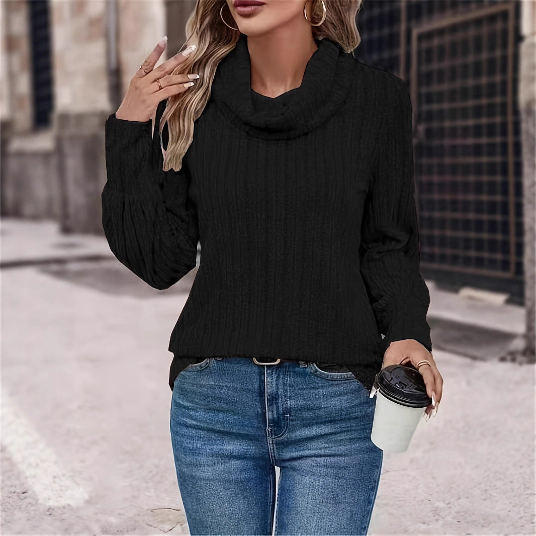 Women's Casual Solid Color Turtleneck Long Upper Outer Women's Sweater