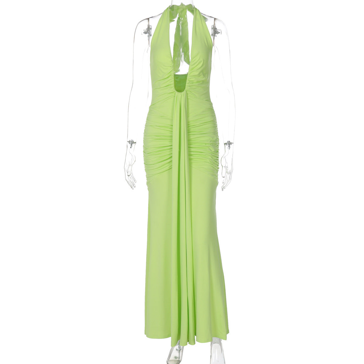 Women's Cutout Backless Slim Fit Pleated Stitching Dresses