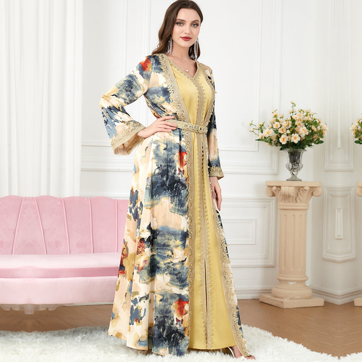 Robe Stitching Two-piece Dress Muslim Clothes Dresses