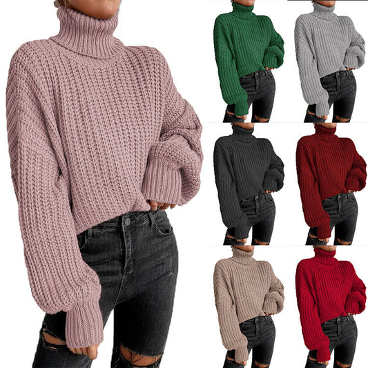 Women's Fashion Knitted Loose Pullover Turtleneck Sweater