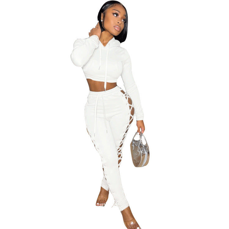 Women's Corns Solid Color Hollow Two-piece Set Suits