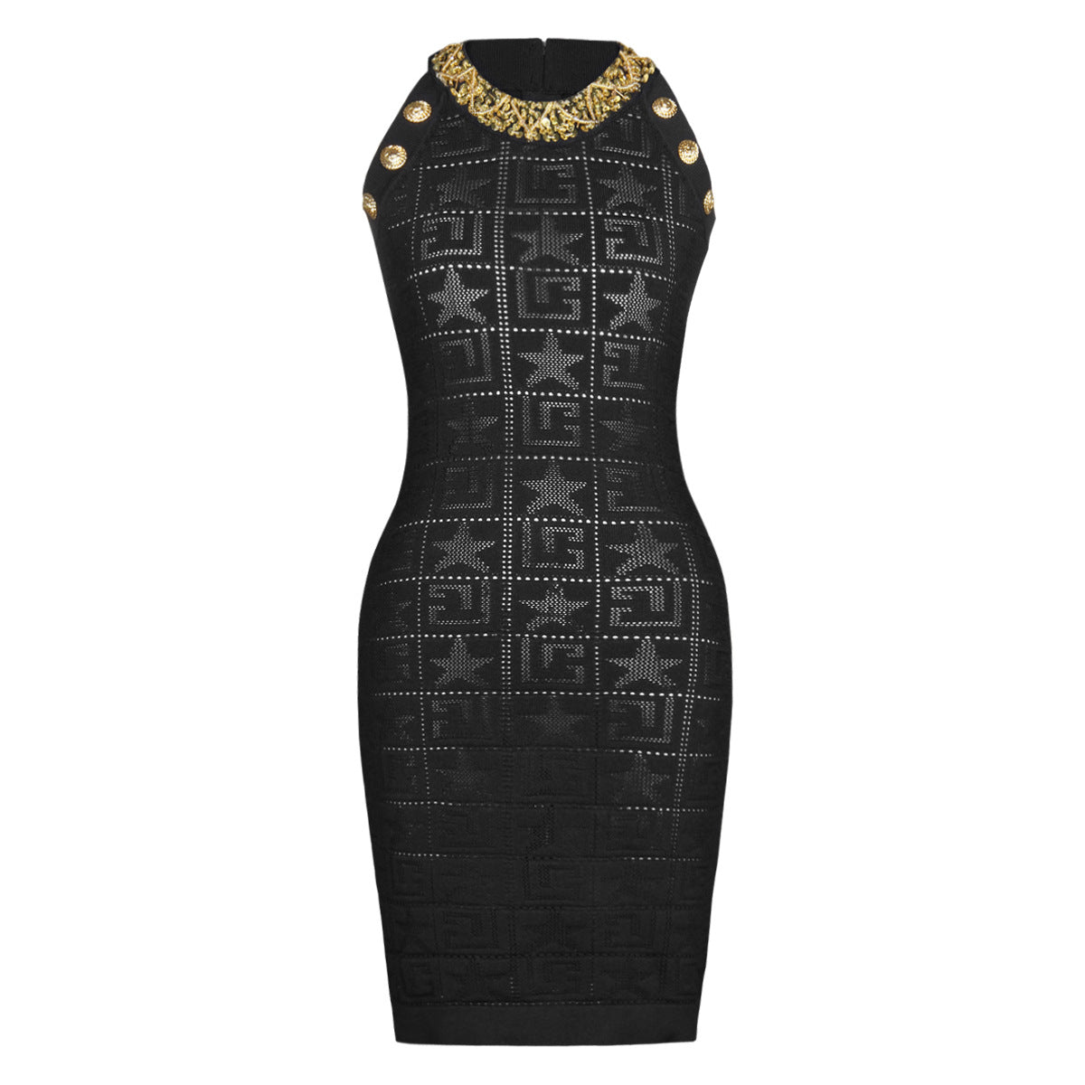 Summer Sleeveless Beaded Mid-length Knitted Dress Dresses
