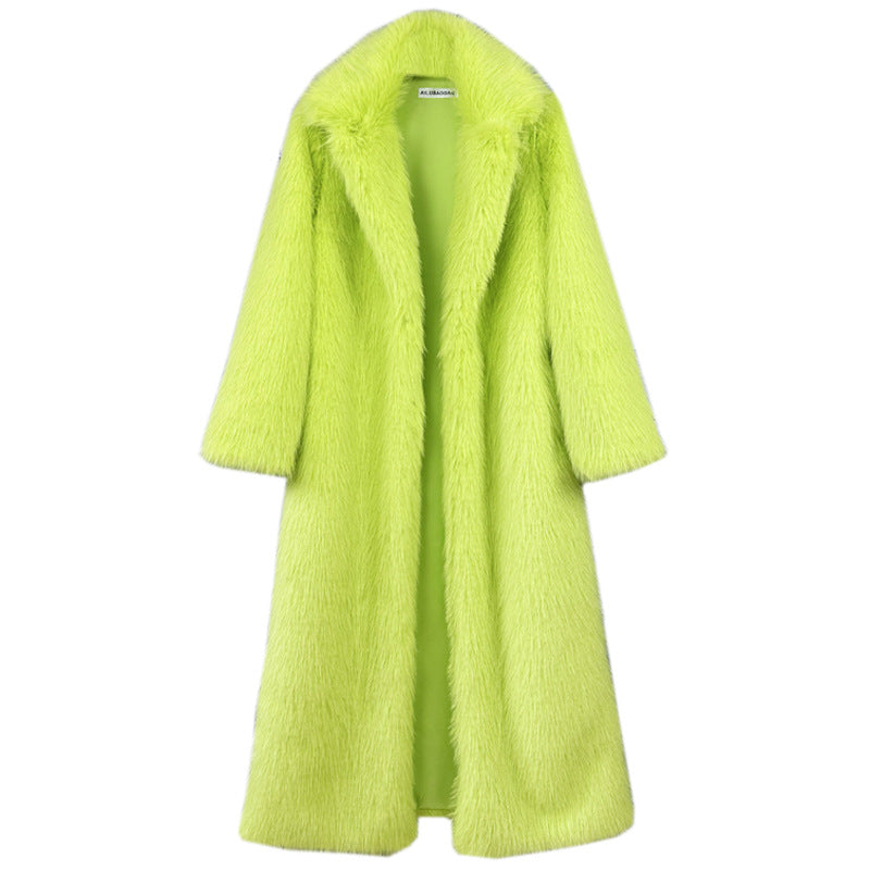 Women's Imitation Plush Furry Fur Extended Collar Coats