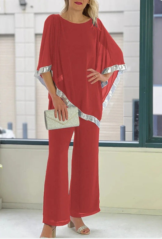 Women's Autumn Sequin Exquisite Round Neck Suits