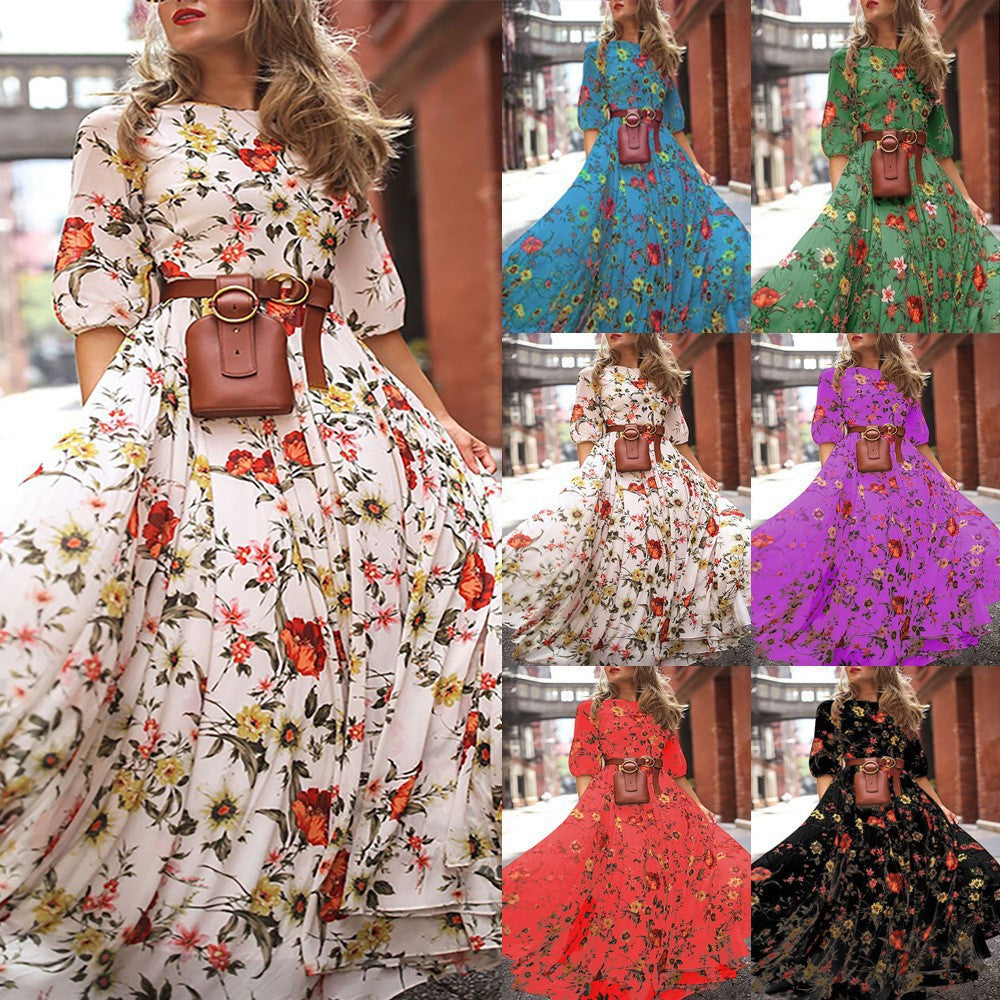 Casual New Elegant Bohemian Printed Chiffon Dress