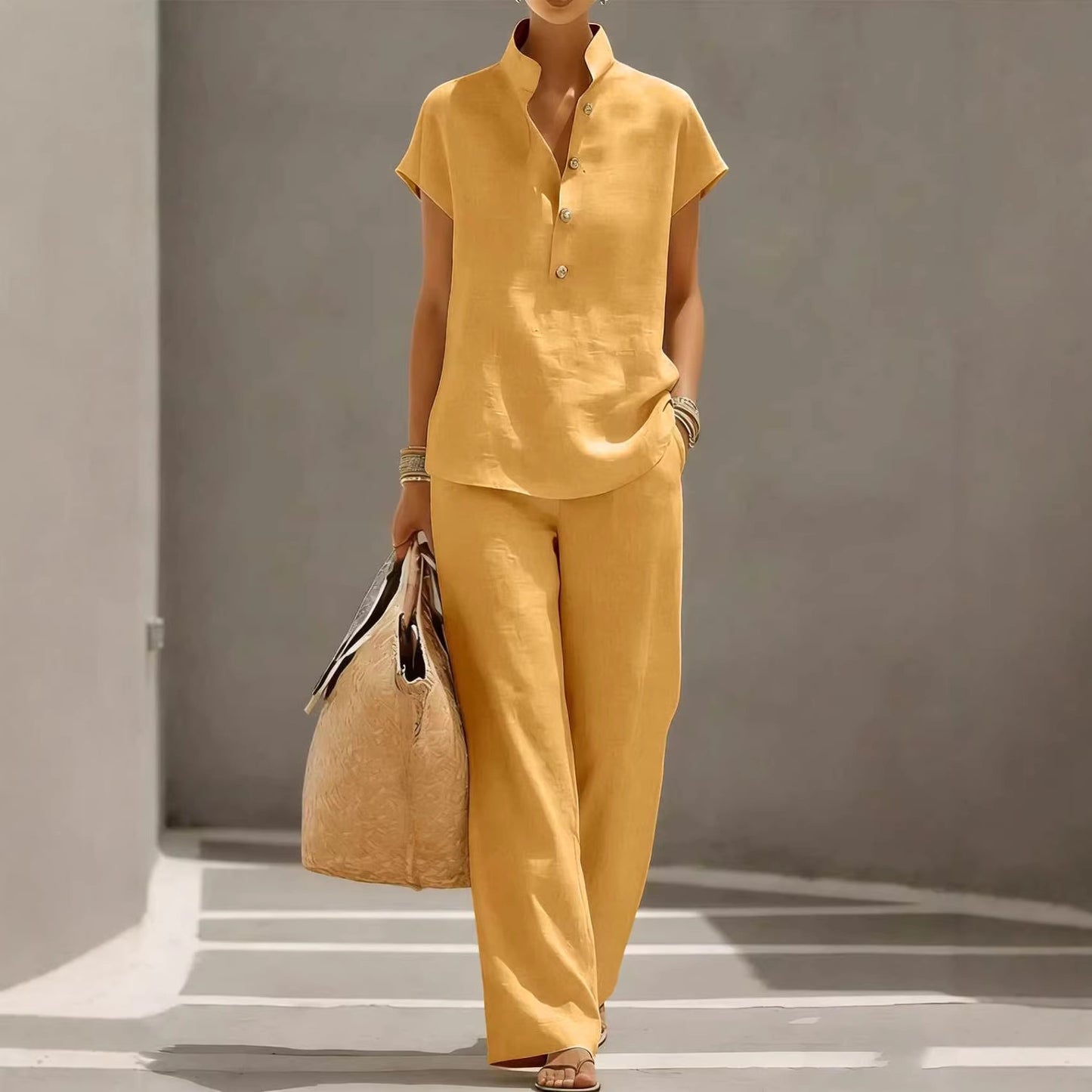 Women's Lazy Style Sleeve Trousers Solid Color Shorts