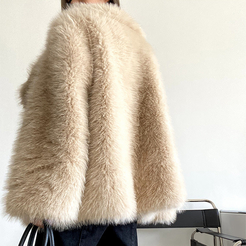 Women's Lapel Leather Fur Faux Loose Korean Coats