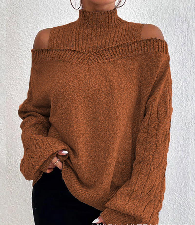 Casual Women's Mock Neck Loose Large Sweater