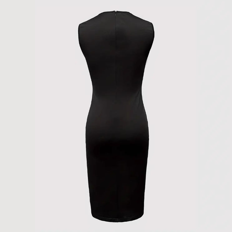 Graceful Women's Elegant Black Round Neck Dress