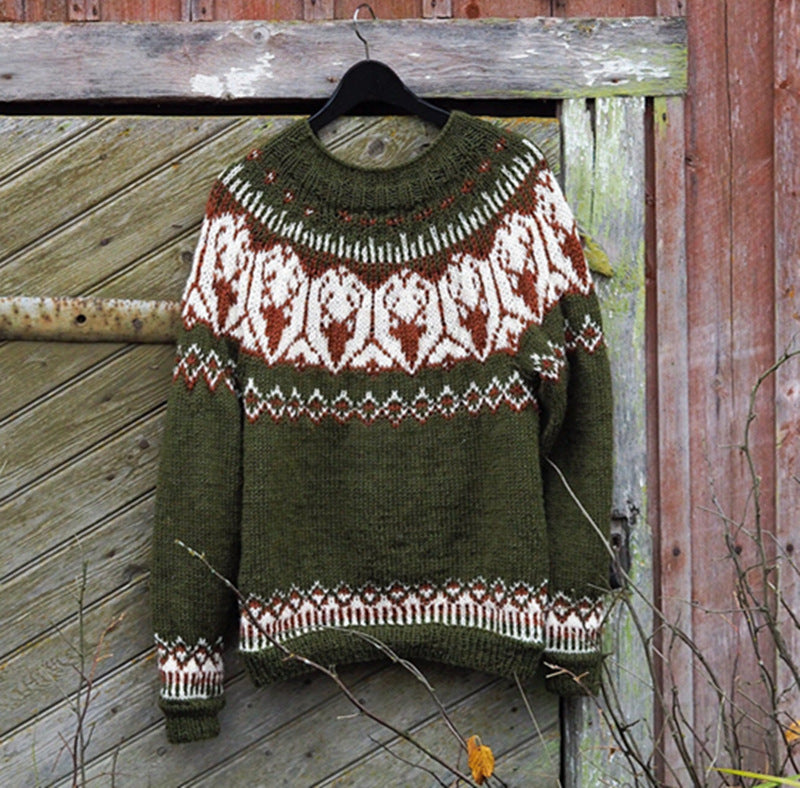 Women's Round Neck Multicolor Loose Fashion Pullover Sweater