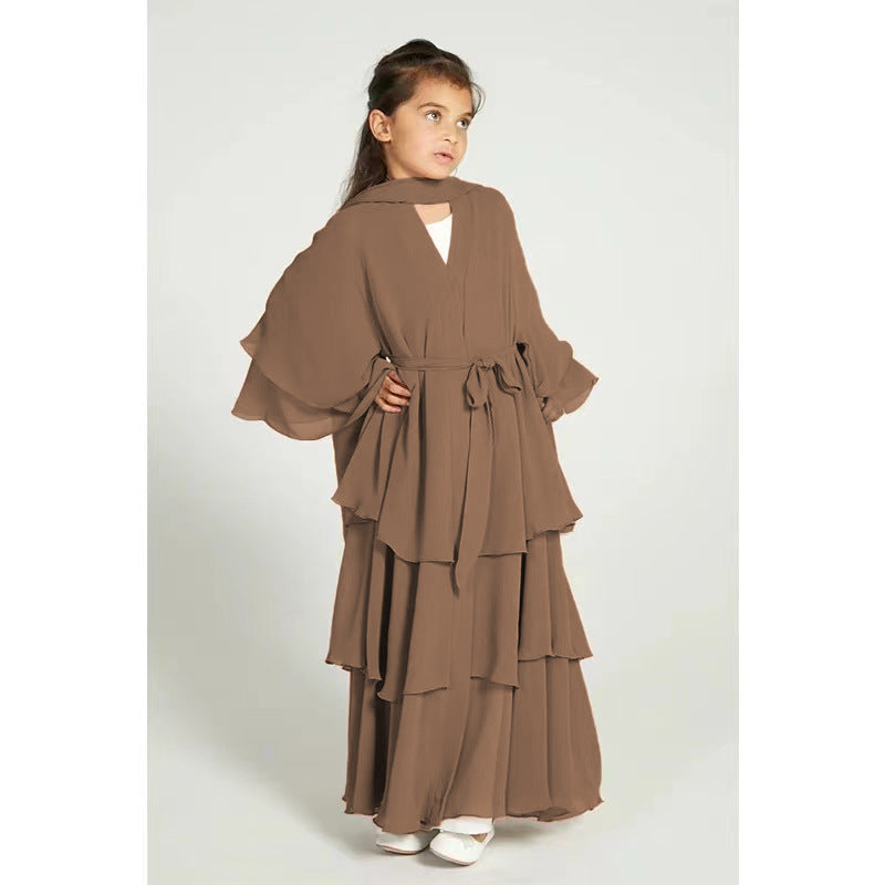 Children's Chiffon Elegant Belted Sweet Fresh Without Dress