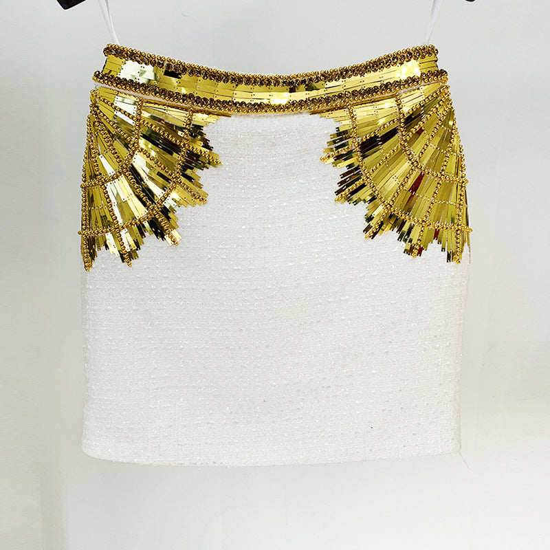 Classy Fashion Bead Diamond Metal Sheet Skirts