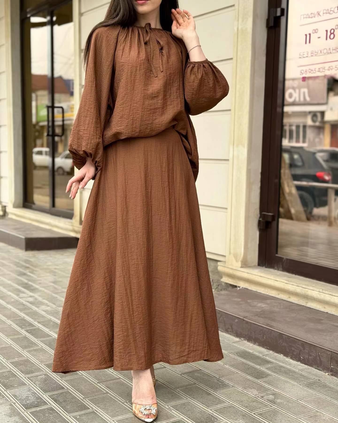 Women's Spring Muslim Style Puff Sleeve Loose Suits