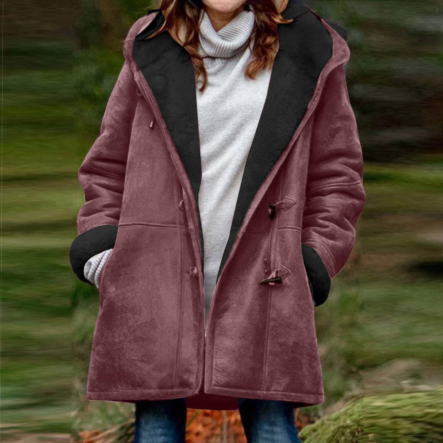 Women's Solid Color Suede Veet Warm Pocket Plus Size