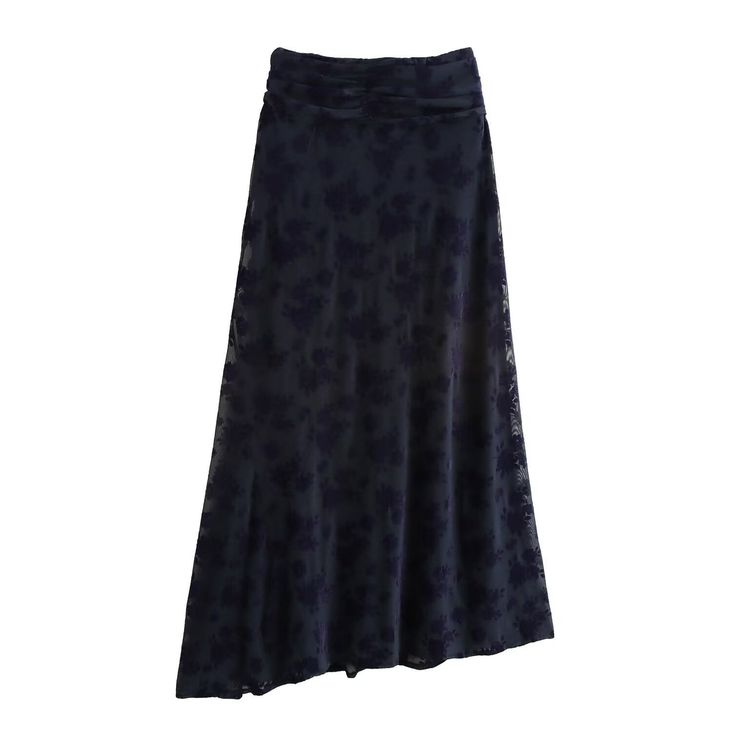 Women's Spring Clothes Backless Flocking Silk Net Tops