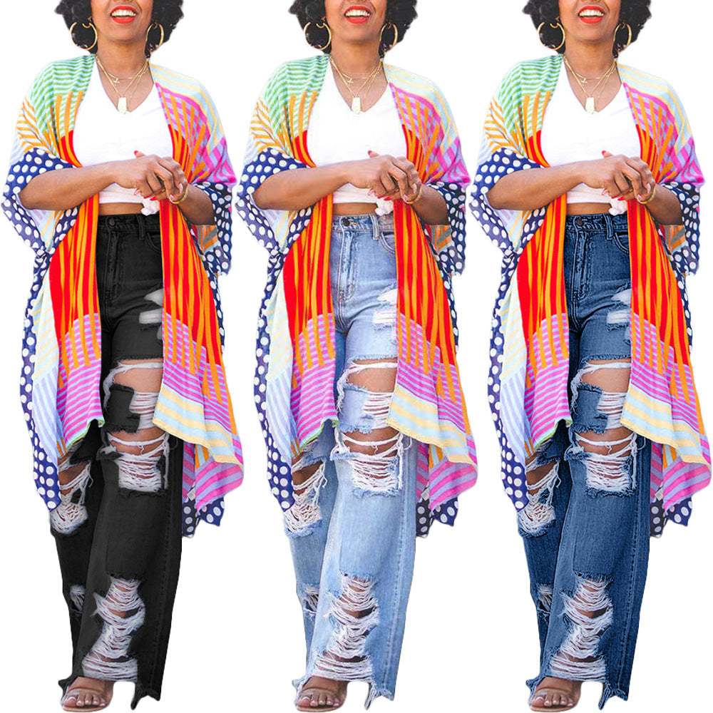 Versatile Durable Sexy Fashion Burnt Ripped Jeans