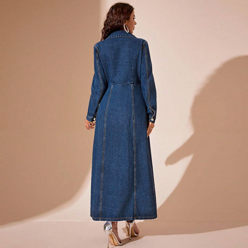 Women's Fashion Denim Button Dress Source Dresses