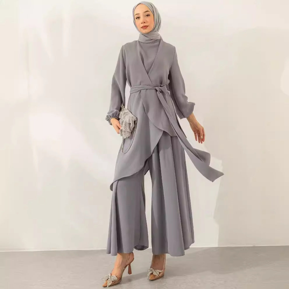 Women's Spring Muslim Style Solid Color Fashion Suits