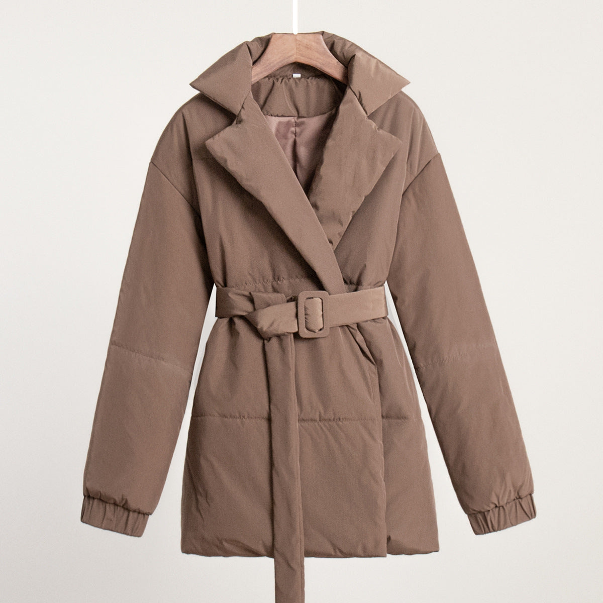 Cotton Winter Thickened Slimming Cinched Solid Coats