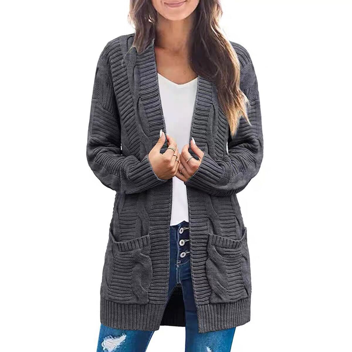 Cool Women's Twist Double Pocket Mid-length Coats