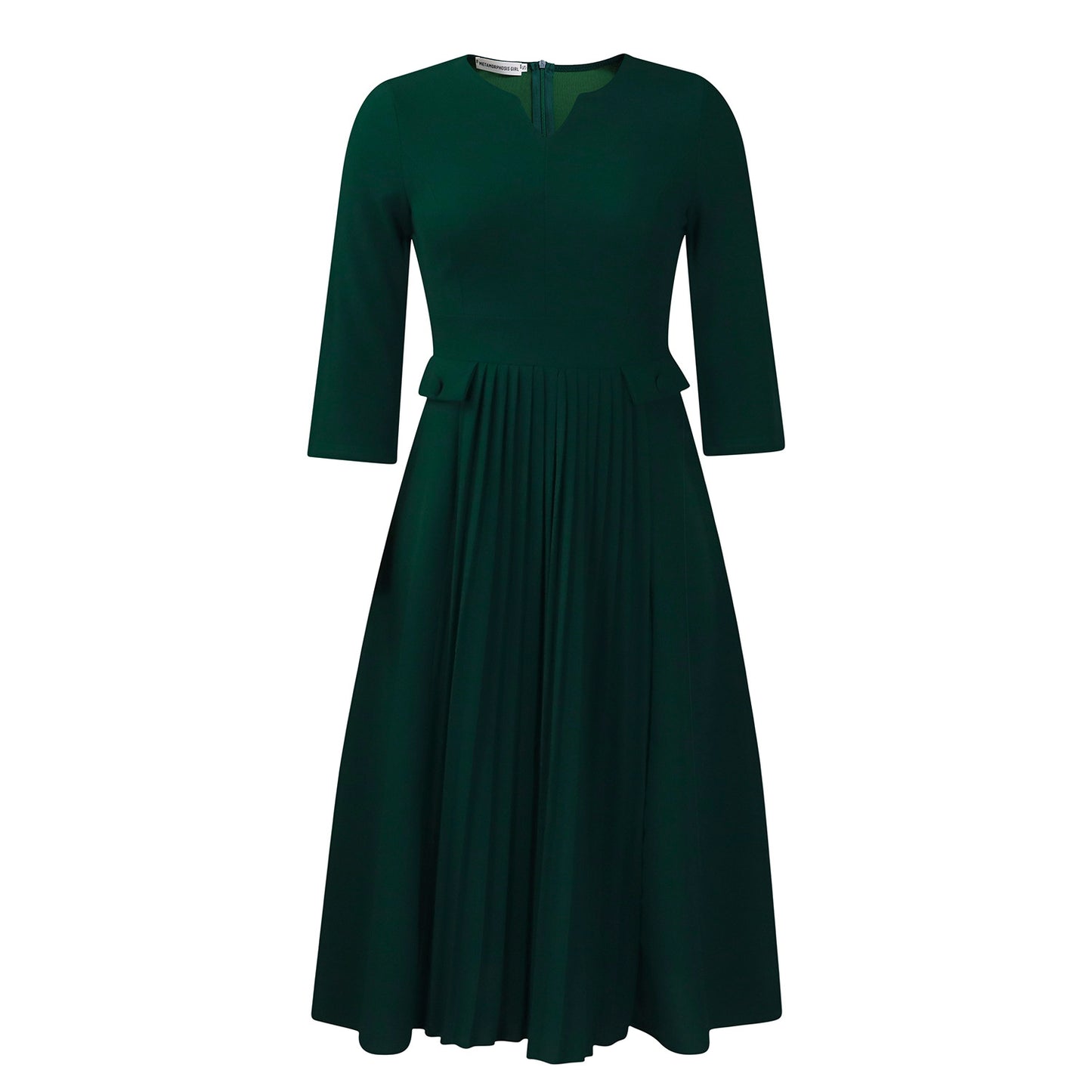 Women's Solid Color Fashion Pleated Sleeve African Dresses