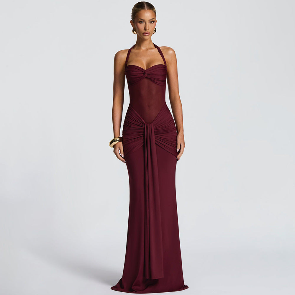 Women's Mesh Stitching Elegant Fishtail Ribbon For Dress