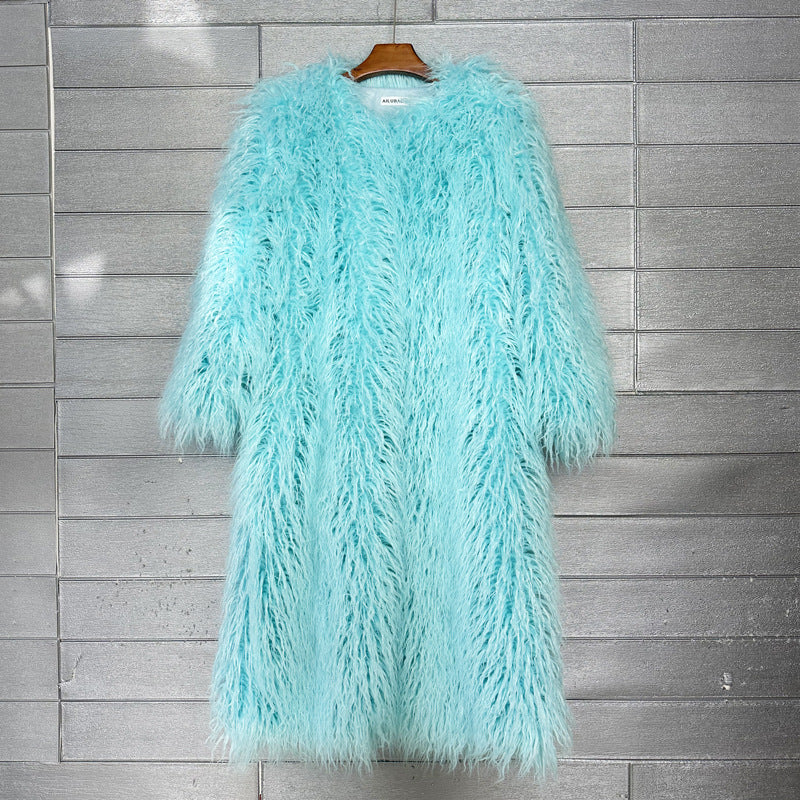 Imitation Tan Wool Extended Furry Color Coats