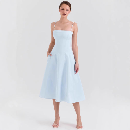 Temperament Cinched Sleeveless Dress Draping Effect Dresses