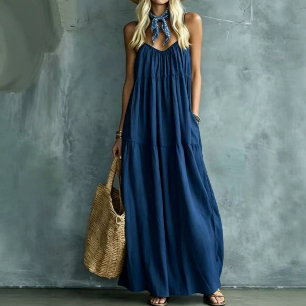 Vintage Bohemian Style Loose Vacation Blended Dress