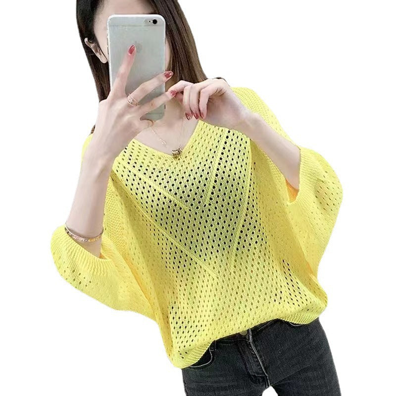 Women's Summer Thin Batwing Sleeve T-shirt Overall Clothing